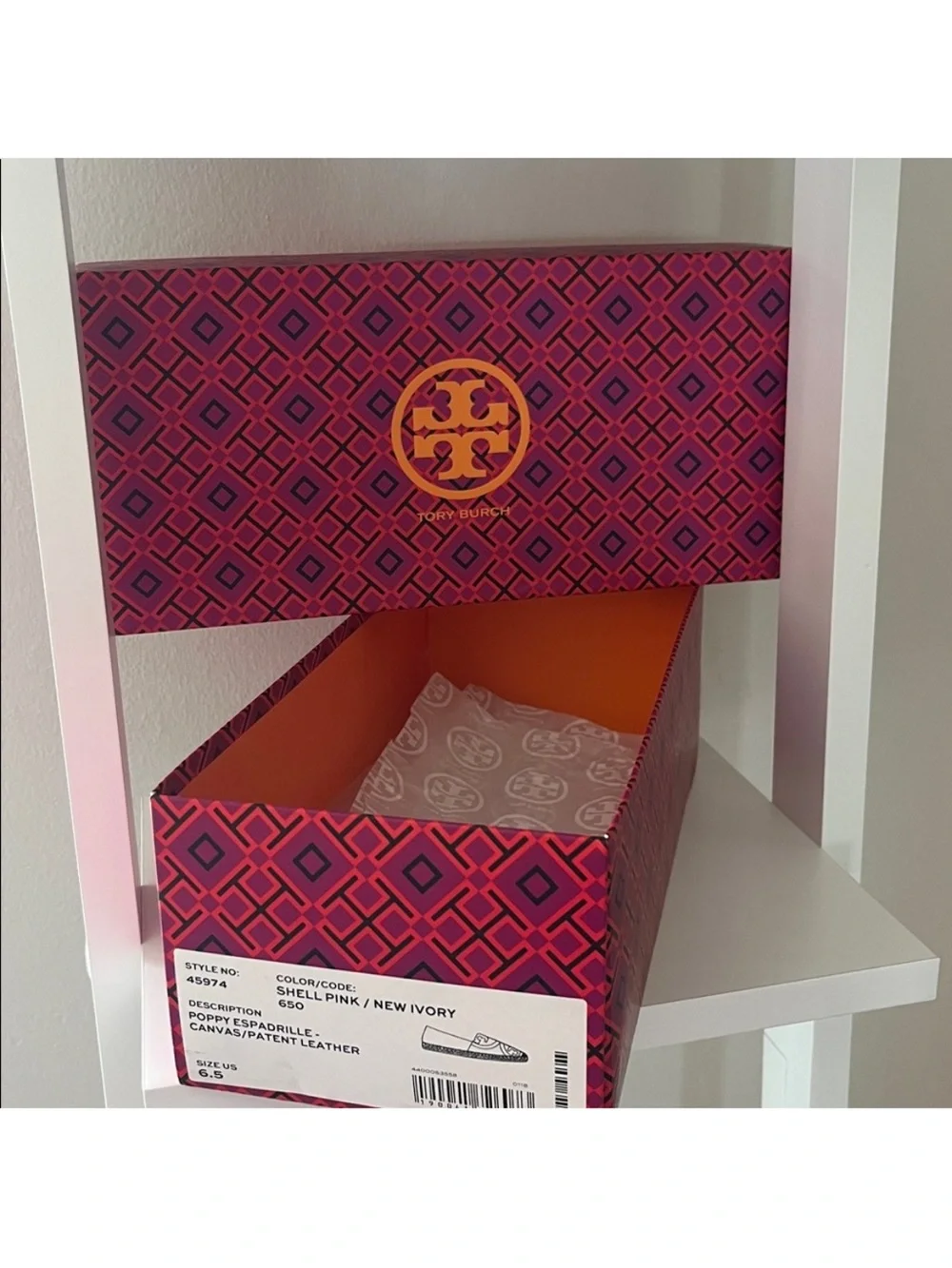 Tory Burch Blush Pink Canvas Espadrille Logo Slip-On